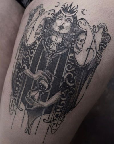 Witch! #tattoo #darkart #blackwork #horrorart #witchtattoo