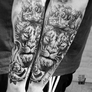 "King Lion with rose"-One more part of Jeff's arm-To be continued...▪#тату #лев #trigram #tattoo #lion #inkedsense 