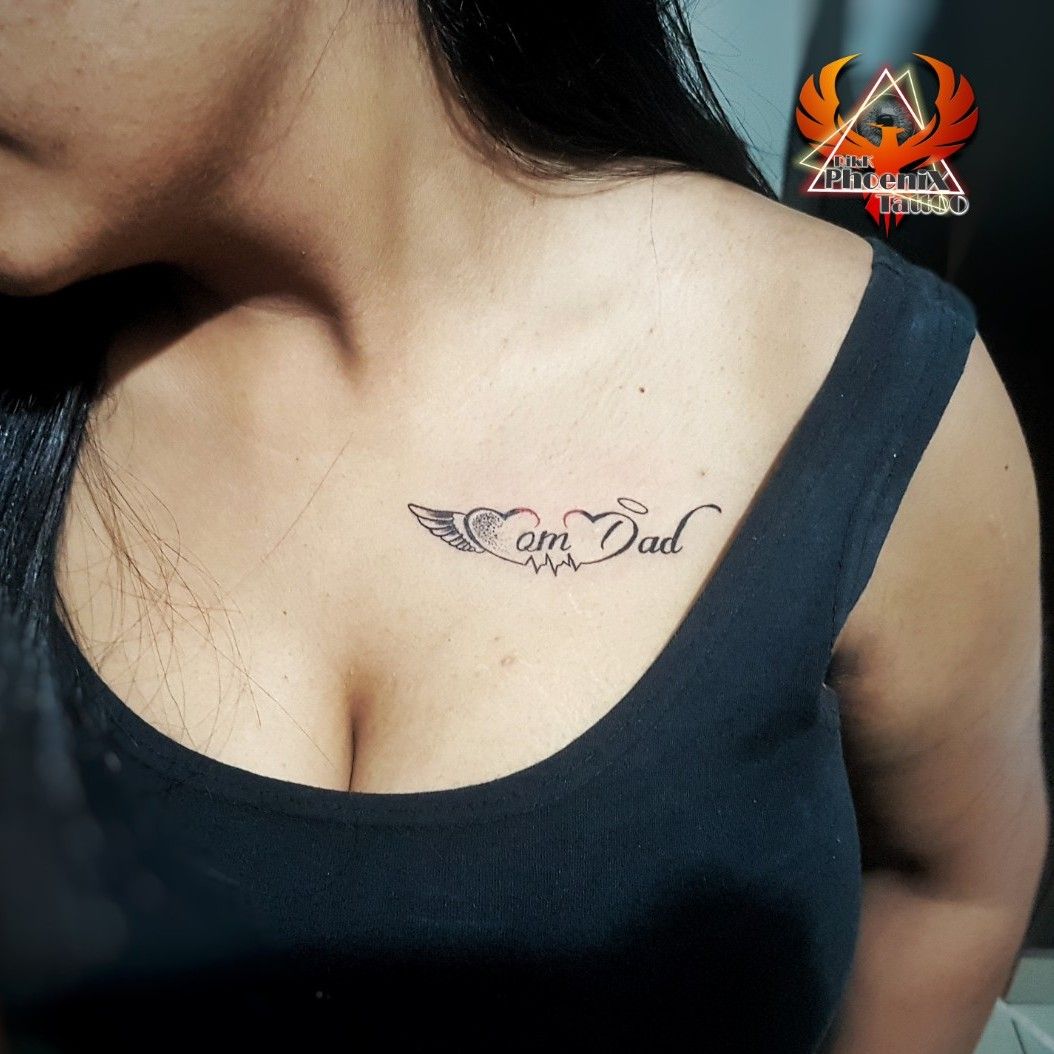 Tattoo uploaded by Nicoleta Andreea  Dad  Mom tattoo on chest with simple  king  queen crowns  Tattoodo