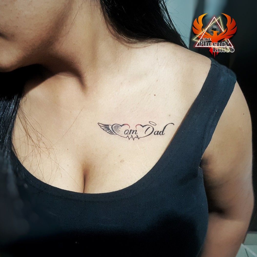 name tattoos on chest for girls