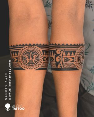 Tribal tattoos are typically symbols of power, continuity, and wisdom. They aren't bad options for aesthetically pleasing tattoos as well. Checkout this amazin arm band tattoo by Gaurav Saini at Aliens Tattoo India. If you wish to get this tattoo Visit our website www.alienstattoo.com