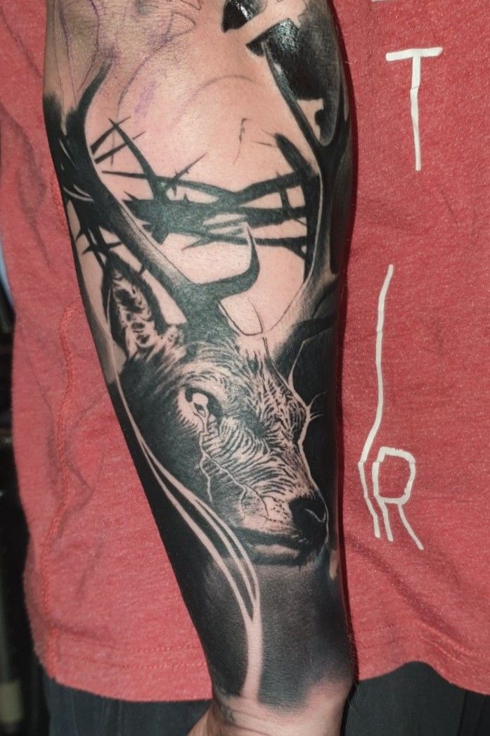 Deer Nature Cover-up Tattoo by Jackie Rabbit by jackierabbit12 on DeviantArt