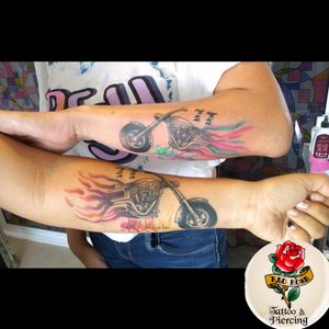 Doble motorcycle color tattoo memorial 