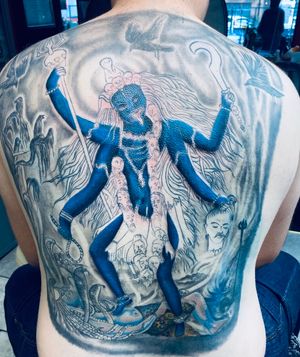 Kali Hindi tattoo full back ongoing work 