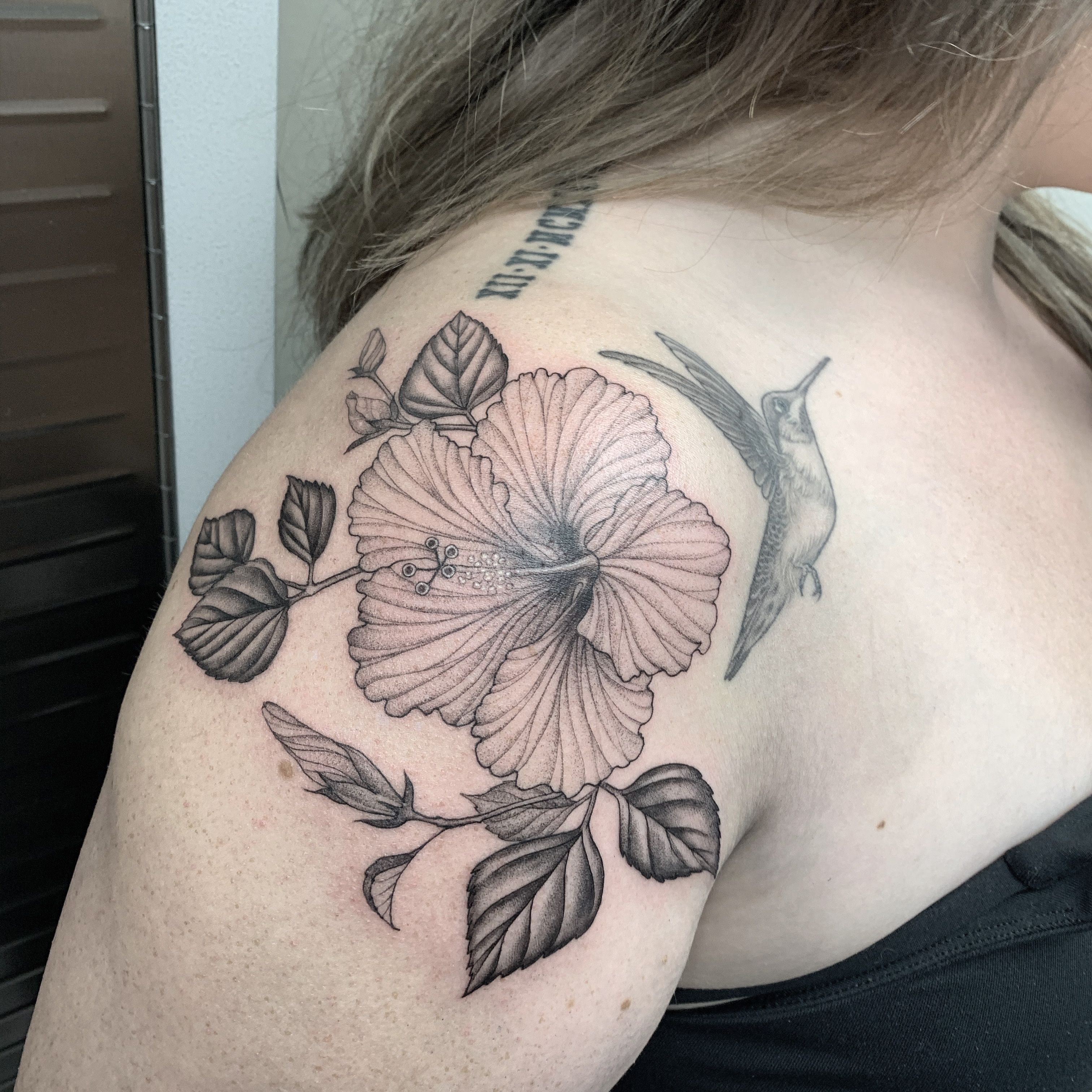 Small scale hibiscus Thanks Barb☺️ #tattoo#hibiscustattoo #flowertattoo  #floral#blackandgrey#ink#inked#westportct#203#cttattooartist | Instagram
