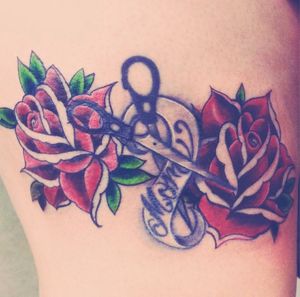 Done at Signal Hill Tattoo which is unfortunately closed now #scissors #sew #roses #mom #mother 