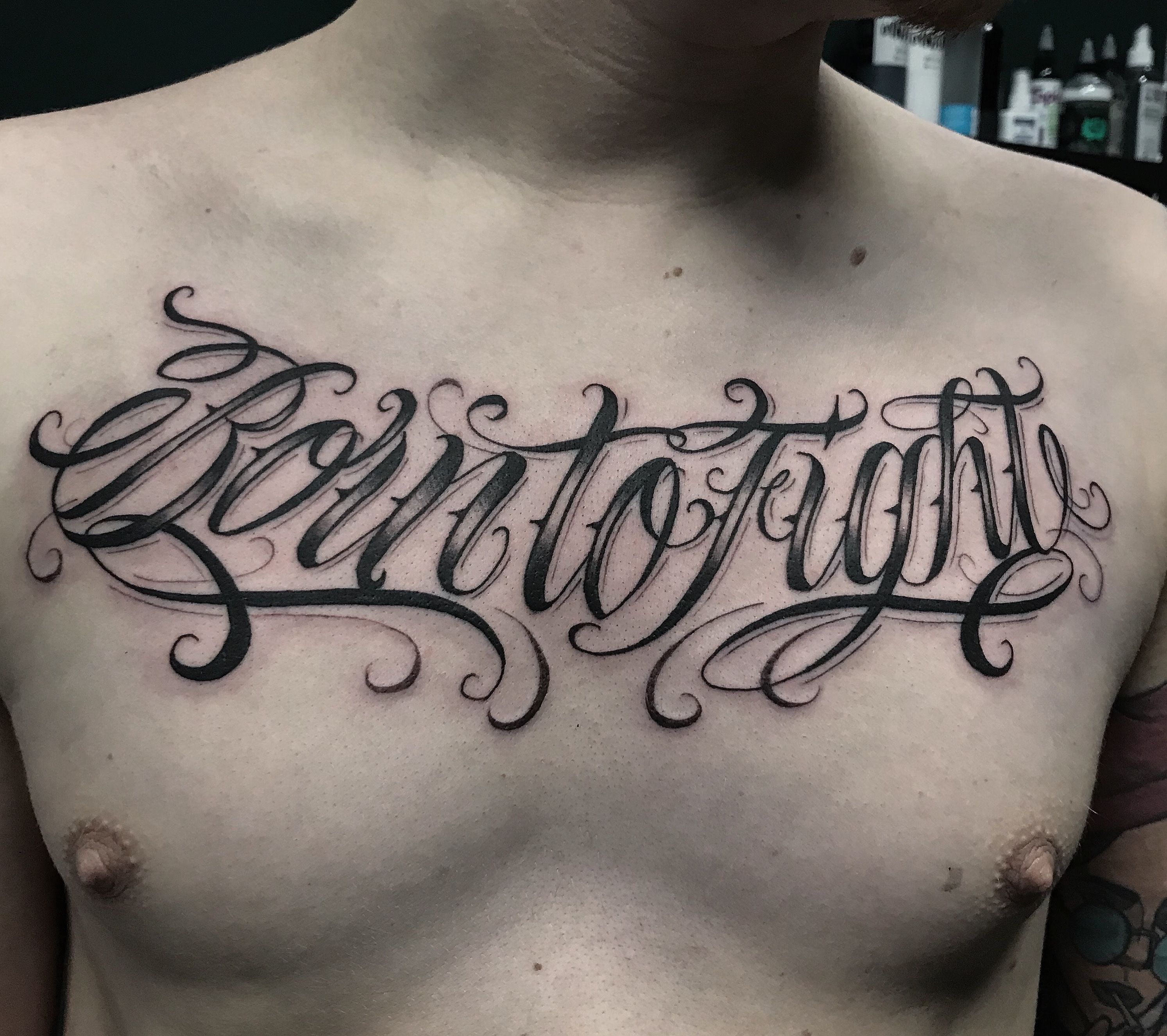 Chest Lettering Chest tattoo lettering ideas - Bronctattooaus.com