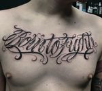 “Born to fight” done #aftercovid #letteringtattoo #chesttattoo