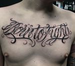 “Born to fight” done @ icon tattoo prague #letteringtattoo #chesttattoo