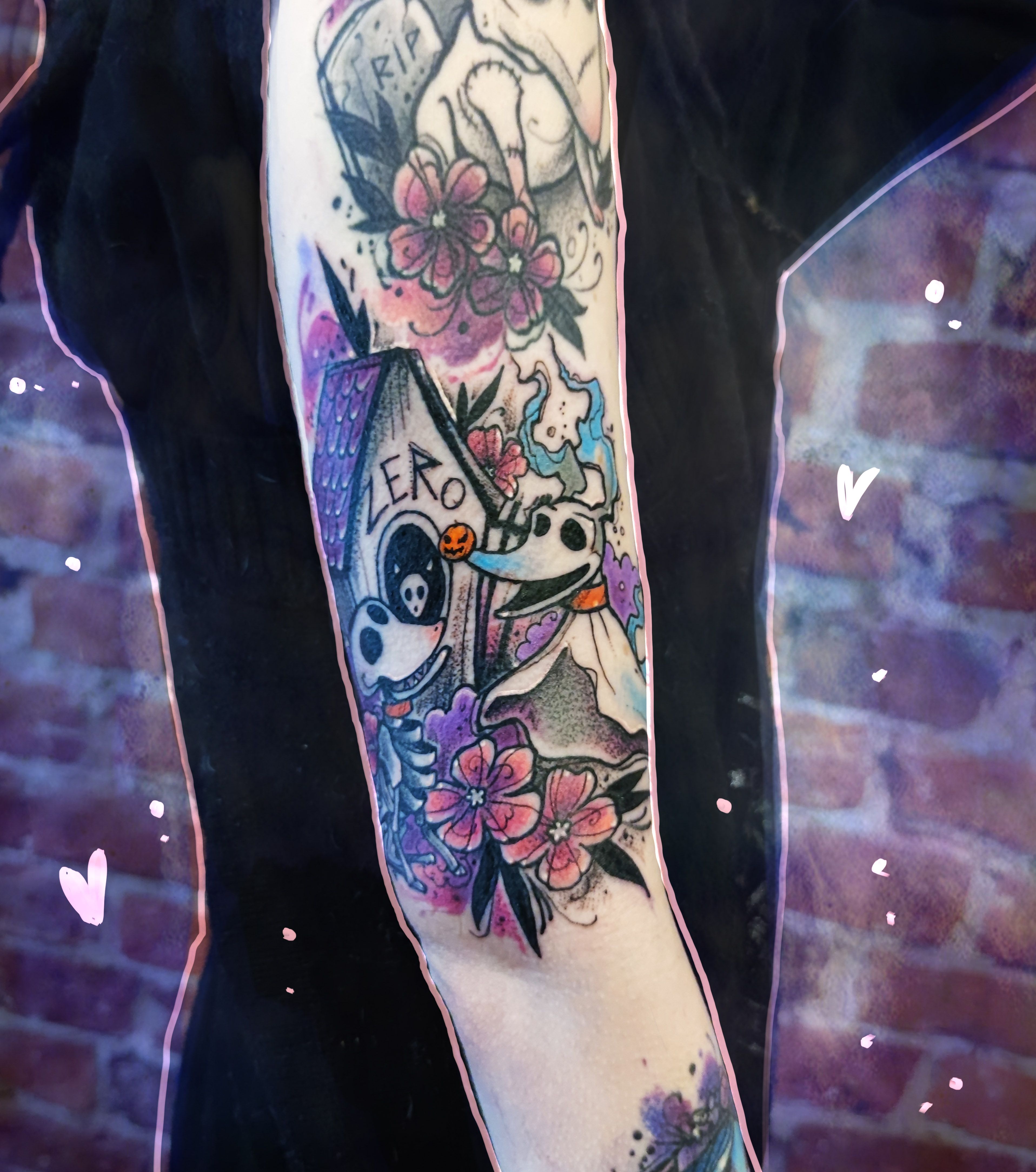 Fantasy Tim Burton Alice Wonderland Sleeve Tattoo by Benjamin Laukis