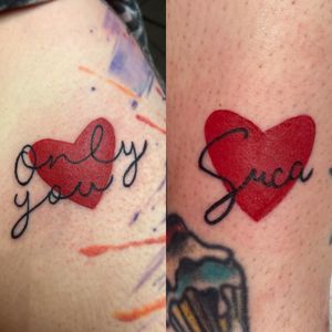 • ‘Only You’ or ‘Suka’ 🇮🇹 • 🤔 which one is your favourite 1 or 2? Two custom hearts ♥️ by our resident @nicole__tattoo Books/Info: 👉🏻@southgatetattoo •••#hearttattoo #heart #customtattoo #onlyyou #suka #southgatetattoo #sgtattoo #sg #londontattoostudio #redandblack #tattoos #londontattooartist #oldschooltattoo 