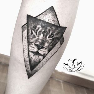 Tattoo uploaded by Mandira Antar • Lion in triangle • Tattoodo