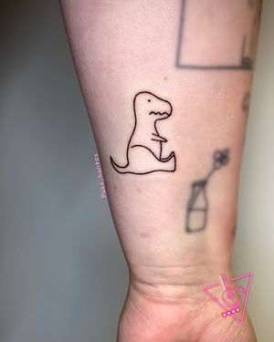Hand-Poked T-Rex Tattoo by Pokeyhontas @ KTREW Tattoo - Birmingham, UK #stickandpoke #handpoke #tattoos #trextattoo #dinosaurtattoo #birmingham