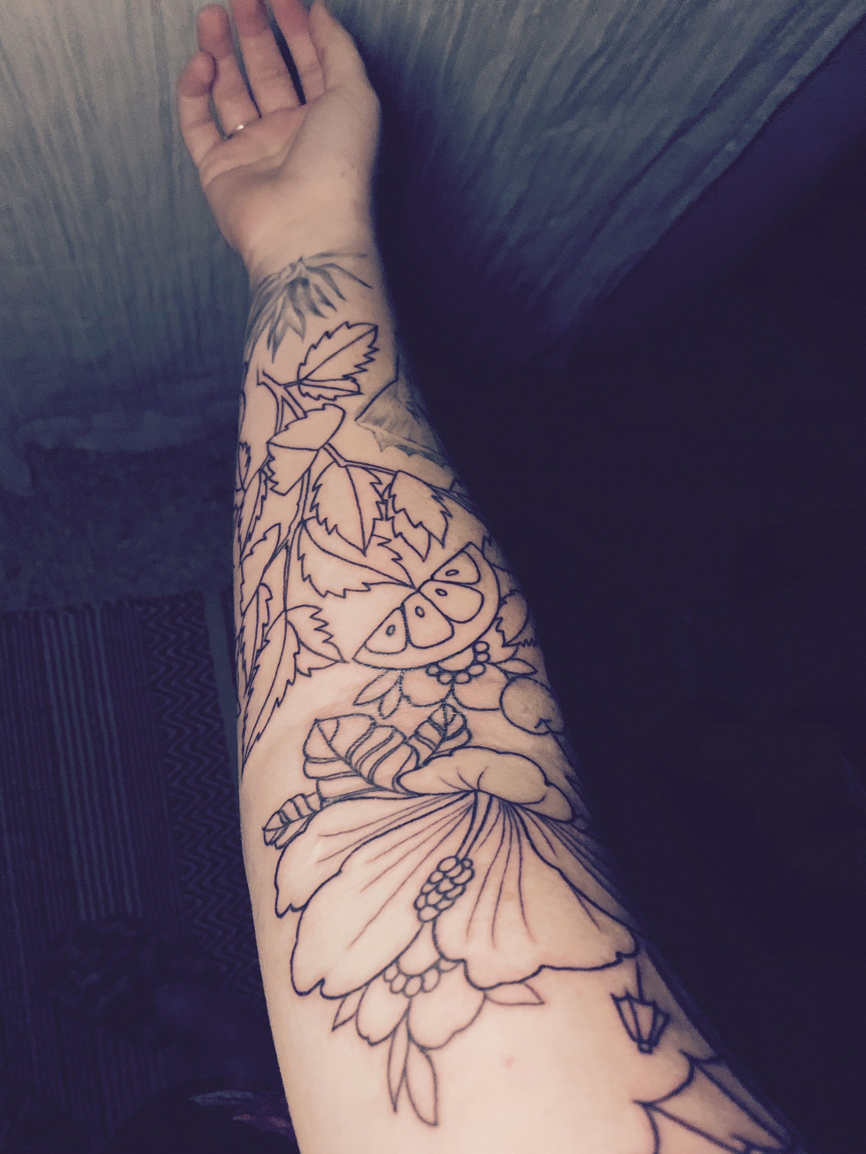 Coolest Asian Flower Tattoo Outline On Men Sleeve – Truetattoos