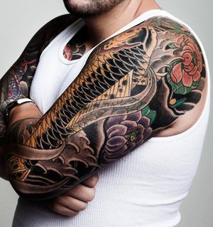 Japanese sleeve by JP Rodrigues #japanesetattoo #armtattoo #fullsleeve 