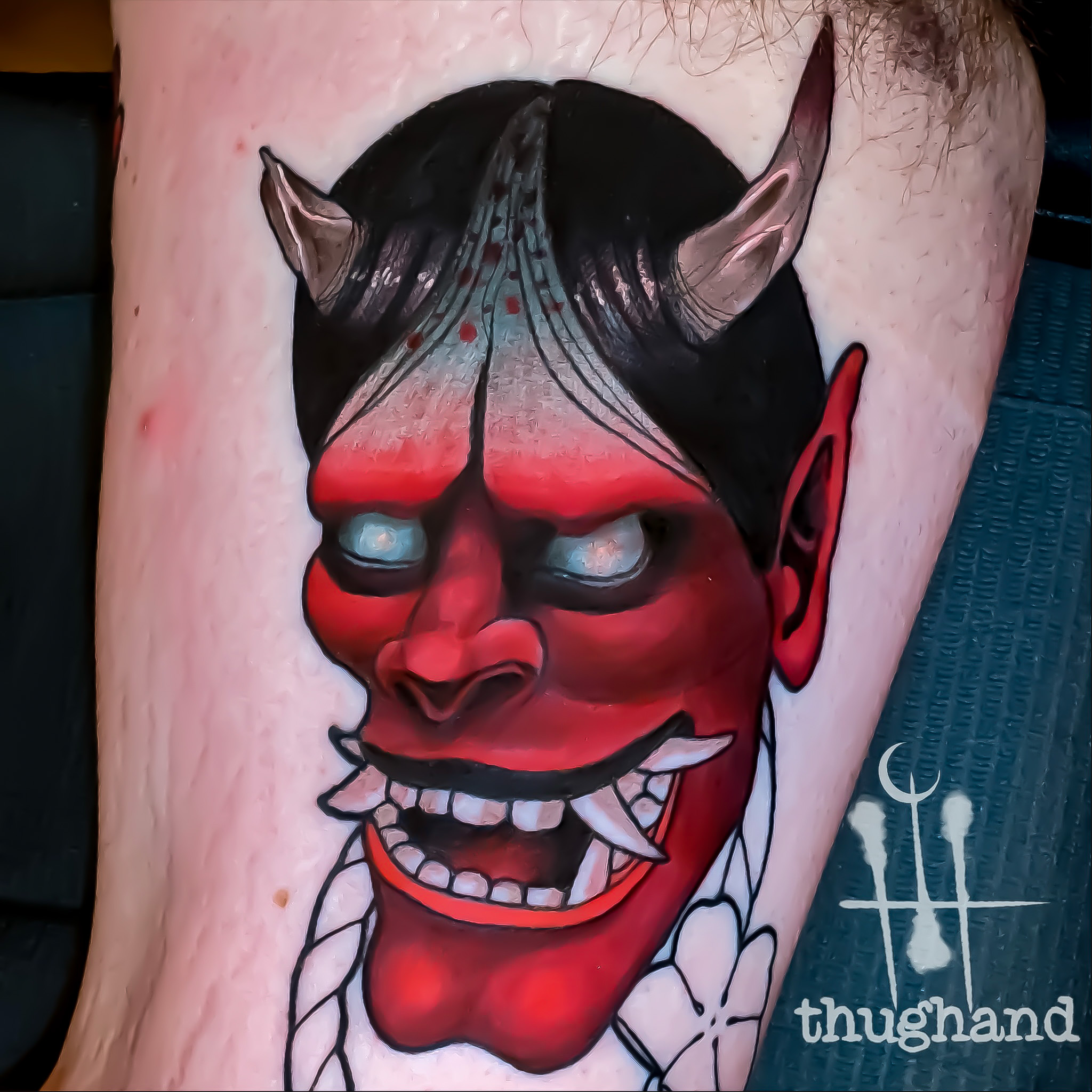 hannya mask - Tattoo by Doug Hand #DougHand #illustrative #neotrad #neotraditional #philly #philadelphia #japanese #irezumi #hannya