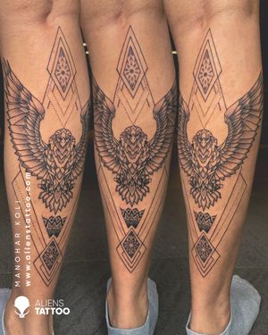 #Throwback to this amazing geometric eagle tattoo by our brilliant artist Manohar Koli at Aliens Tattoo India - www.alienstattoo.comIf you wish to get this tattoo visit - https://www.alienstattoo.com/geometric-tattoo-ideas
