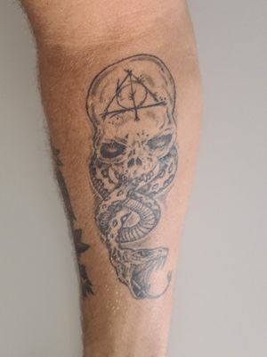 Harry potter death eater tattoo, with deathly hallows
