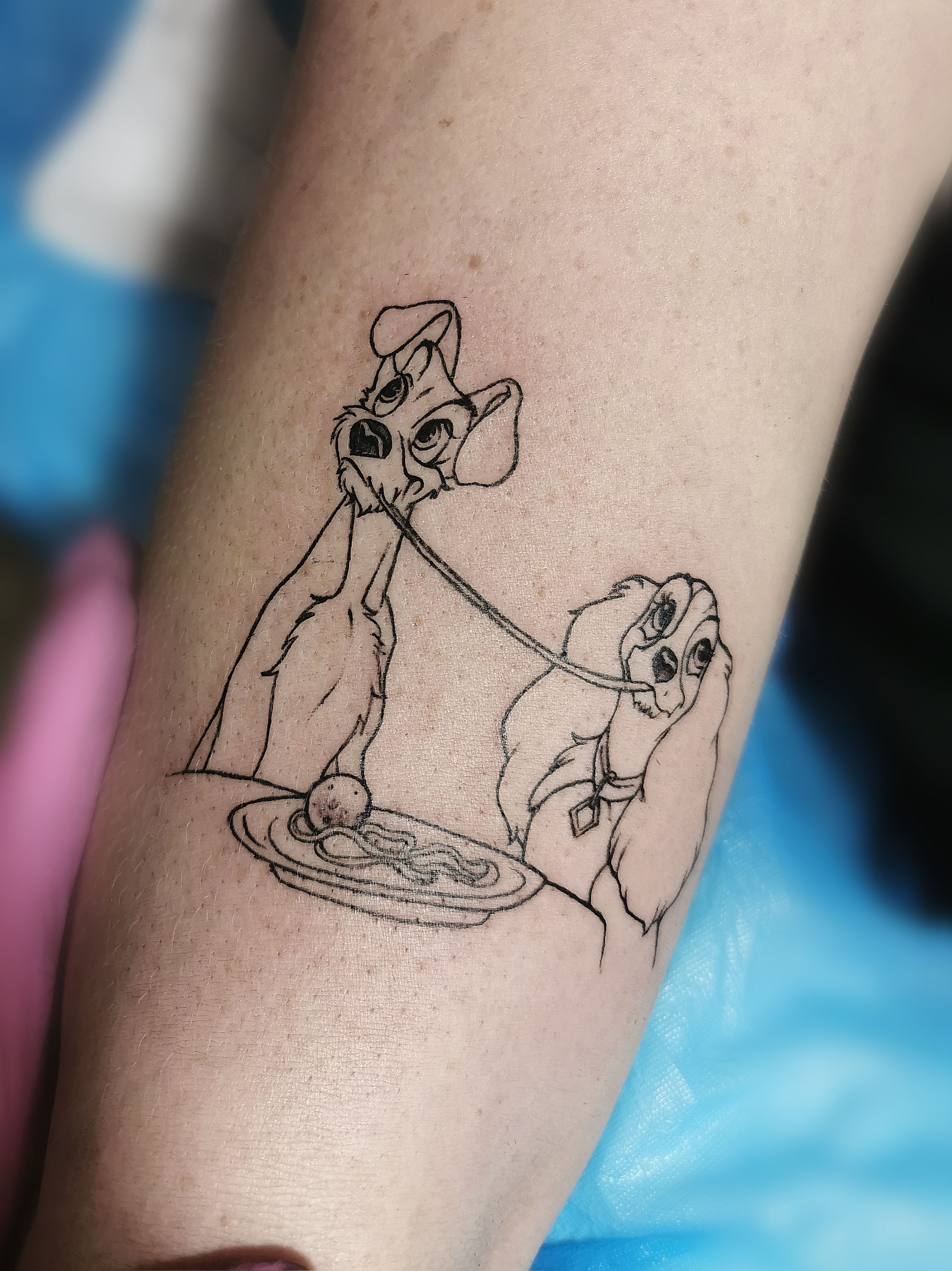 Adorable matching Lady and the Tramp tattoos by Chris Curtis 12ozstudios  team12oz tattoo tattoos tattooed tattoo  Family tattoos Matching  tattoos Tattoos