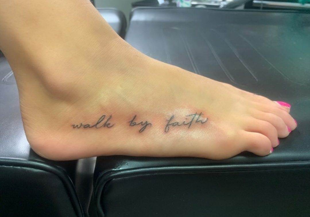 walk by faith foot tattoos