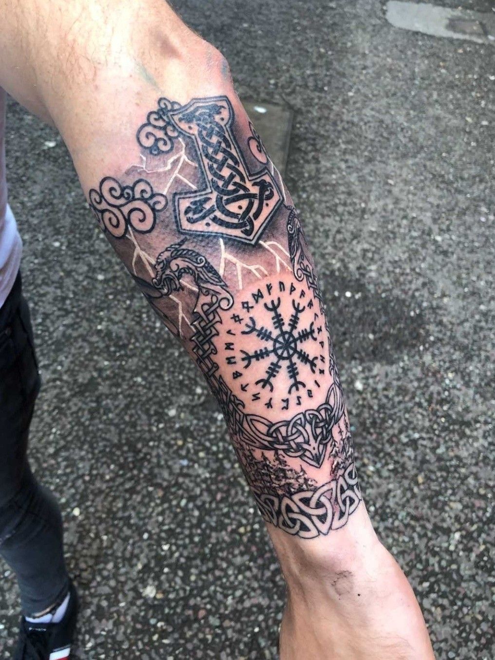Brisbane Tattoo  Miles Norse inspired inner forearm piece bit of a cover  up near the edges otherwise good session all round hope you had a great  heal man cya next yr 