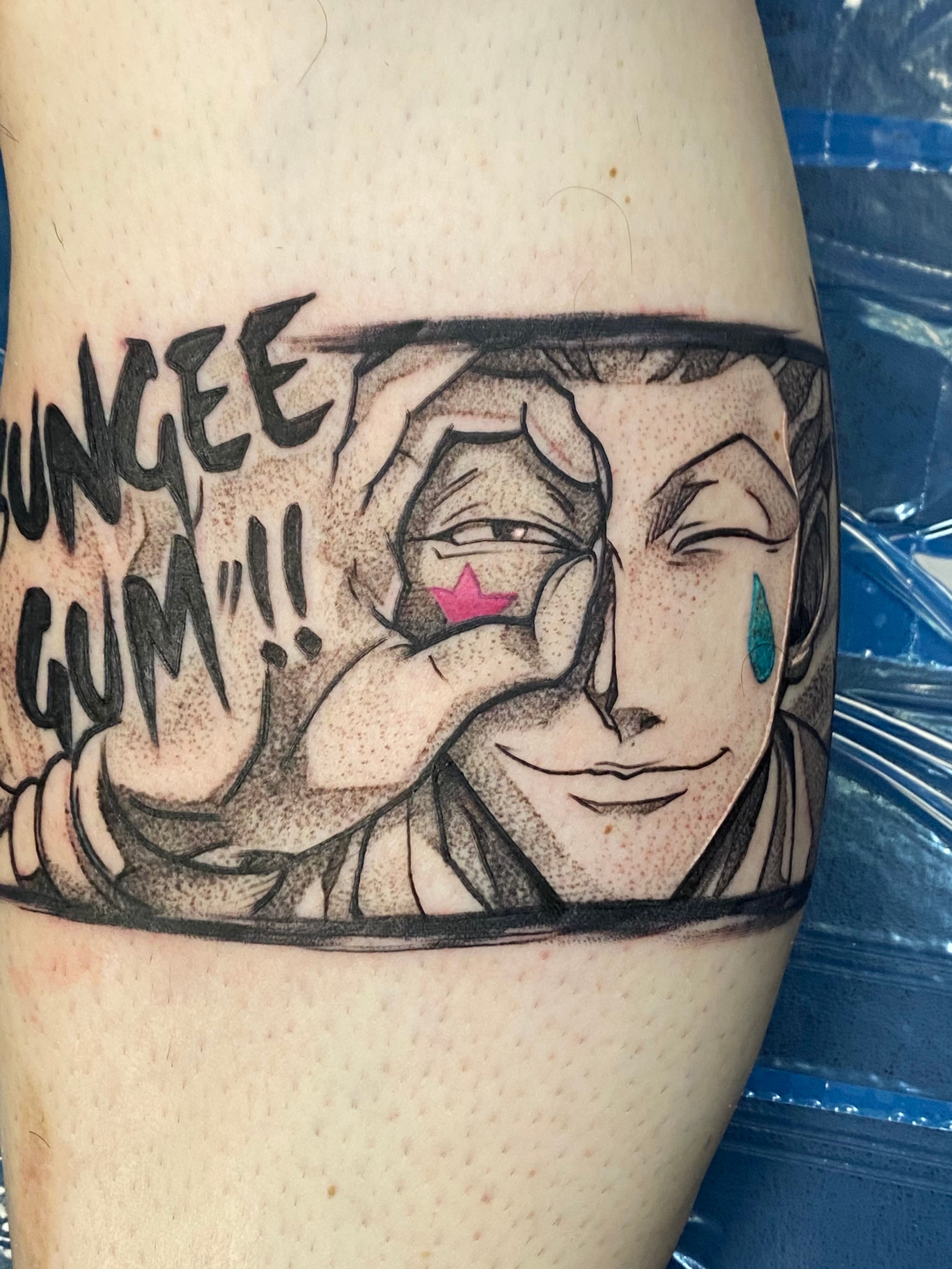 Finally got to tattoo this hisoka tattoo. Want an anime tattoo too? Its my  favorite thing to tattoo...so dm me to get something. Now booking July and  August | By Tattoos by