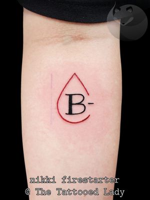 Lil blood type tattoo 💉🩸....#BloodType #Bnegative #BloodTattoo #BloodTypeTattoo #InformationalTattoo #MedicalTattoo #SimpleTattoo #TextTattoo #ColorTattoo #RedAndBlack #tattoos #BodyArt #BodyMod #modification #ink #art #QueerArtist #QueerTattooist #MnArtist #MnTattoo #VisualArt #TattooArt #TattooDesign #TheTattooedLady #TattooedLadyMN #NikkiFirestarter #FirestarterTattoos #firestarter #MinnesotaTattoo