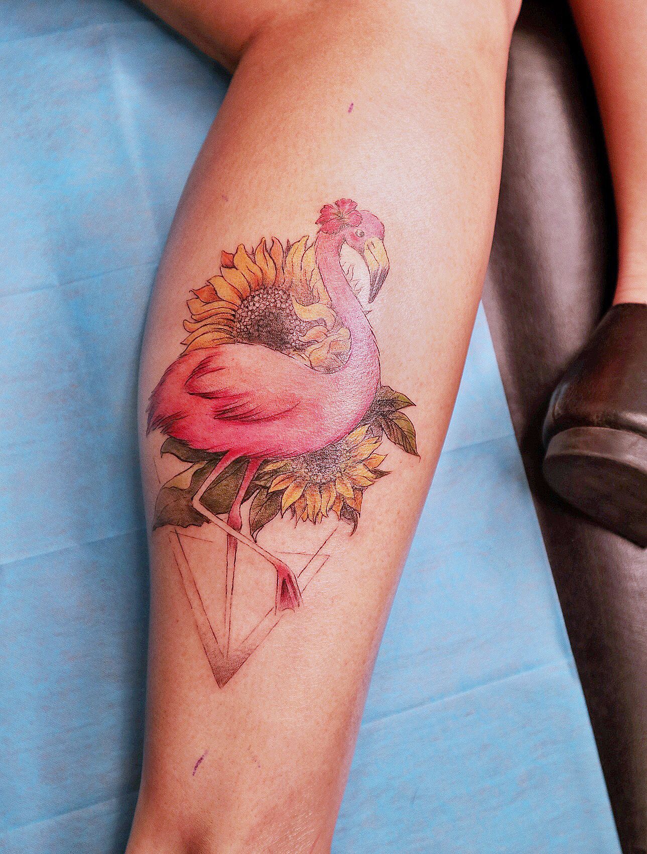 Flamingo and sunset tattoo  Tattoogridnet