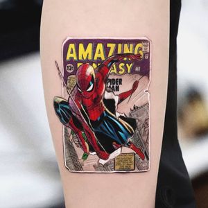 Tattoo uploaded by Rah Ink • Spider Man in my brother #draw #desenho  #comics #spiderman #marvel #hqtattoo #color • Tattoodo