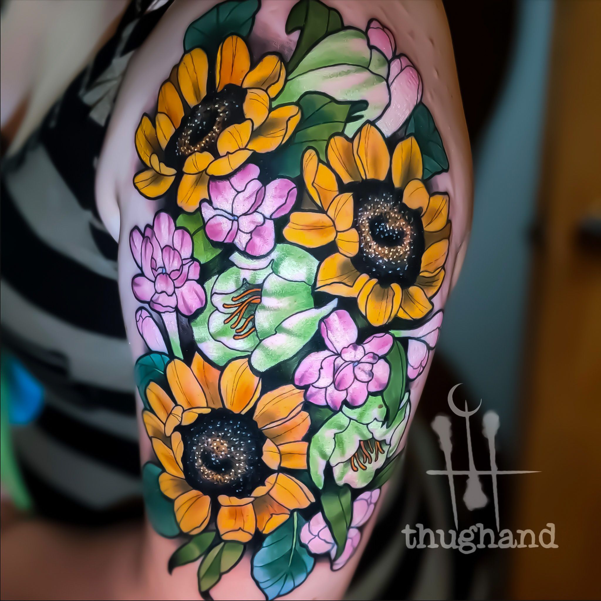 Inspired by her wedding bouquet - Tattoo by Doug Hand #DougHand #illustrative #philly #philadelphia #neotrad #neotraditional