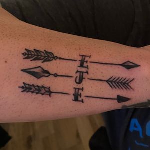 #Arrows #letters #initials #ArmTattoo Migity Mike D Midland/Odessa Texas!