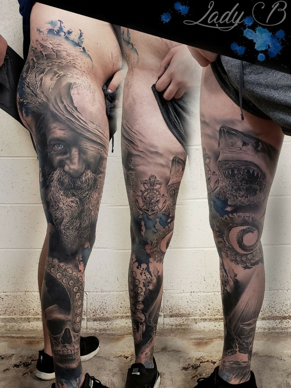 Full leg sleeve tattoo in progress. Full back of leg done today, front... |  TikTok