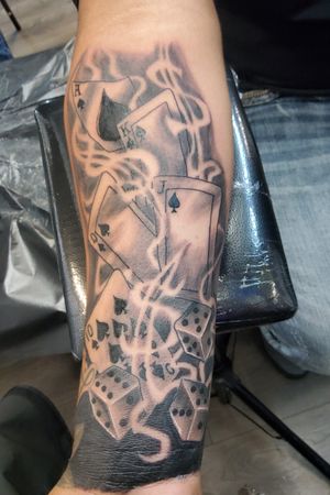 Cards and dice tattoo 