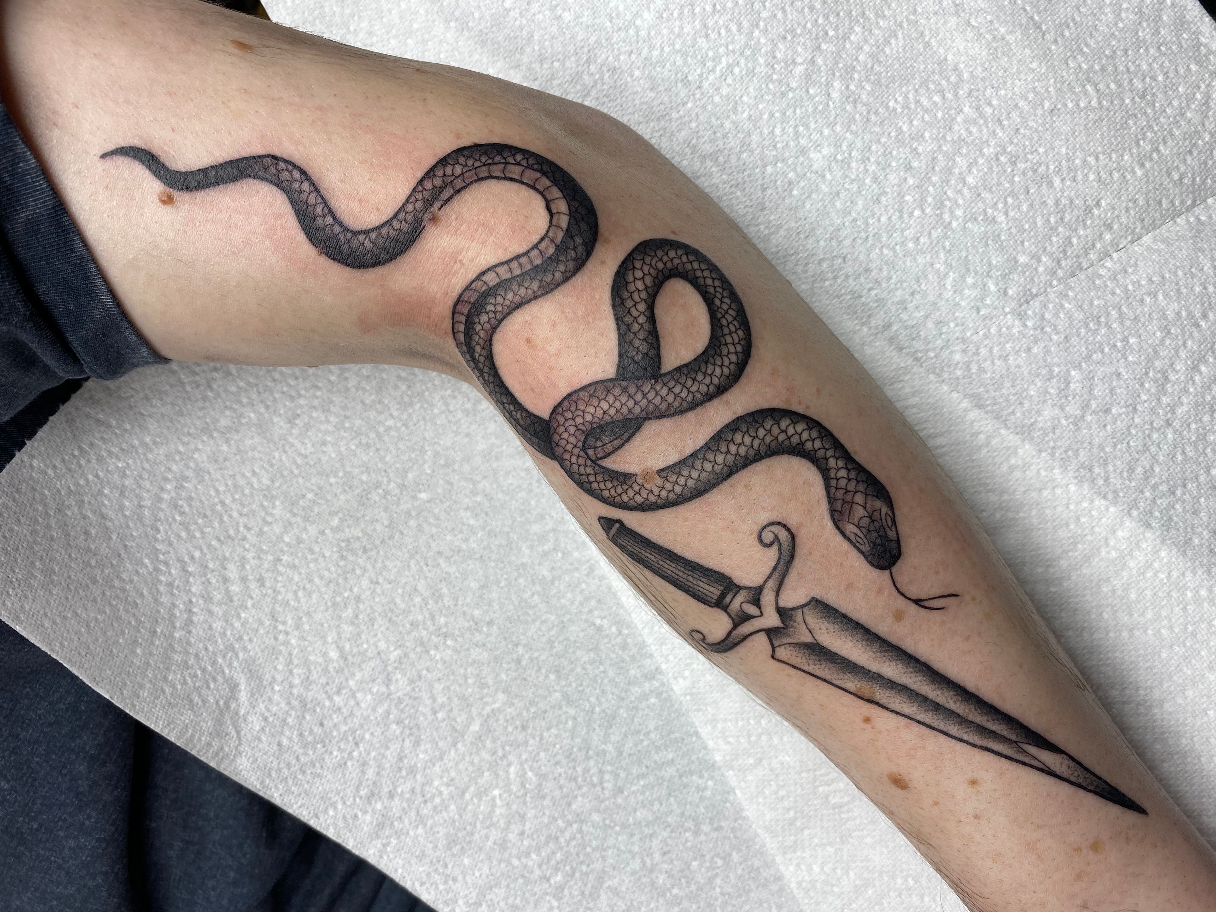 Copperhead snake tattoo  Snake tattoo Dragon tattoo for women Tattoos