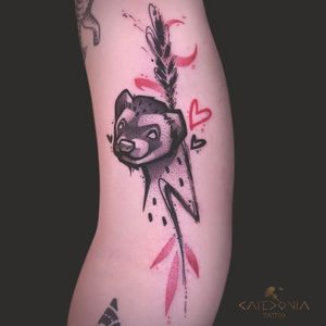 «Little Ferret» Find me in Vancouver! 🇨🇦 For any tattoo enquiry, please contact me directly on my website: www.caledoniatattoo.com Link in bio. #naturetattoo #ferrettattoo #illustration #illustrationtattoo #contemporarytattooing #animaltattoo #moontattoo
