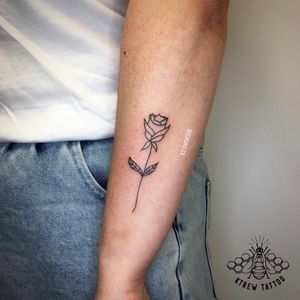Rose Linework Tattoo by Kirstie @ KTREW Tattoo - Birmingham, UK #rosetattoo #forearm #lineworktattoo #finelinetattoo
