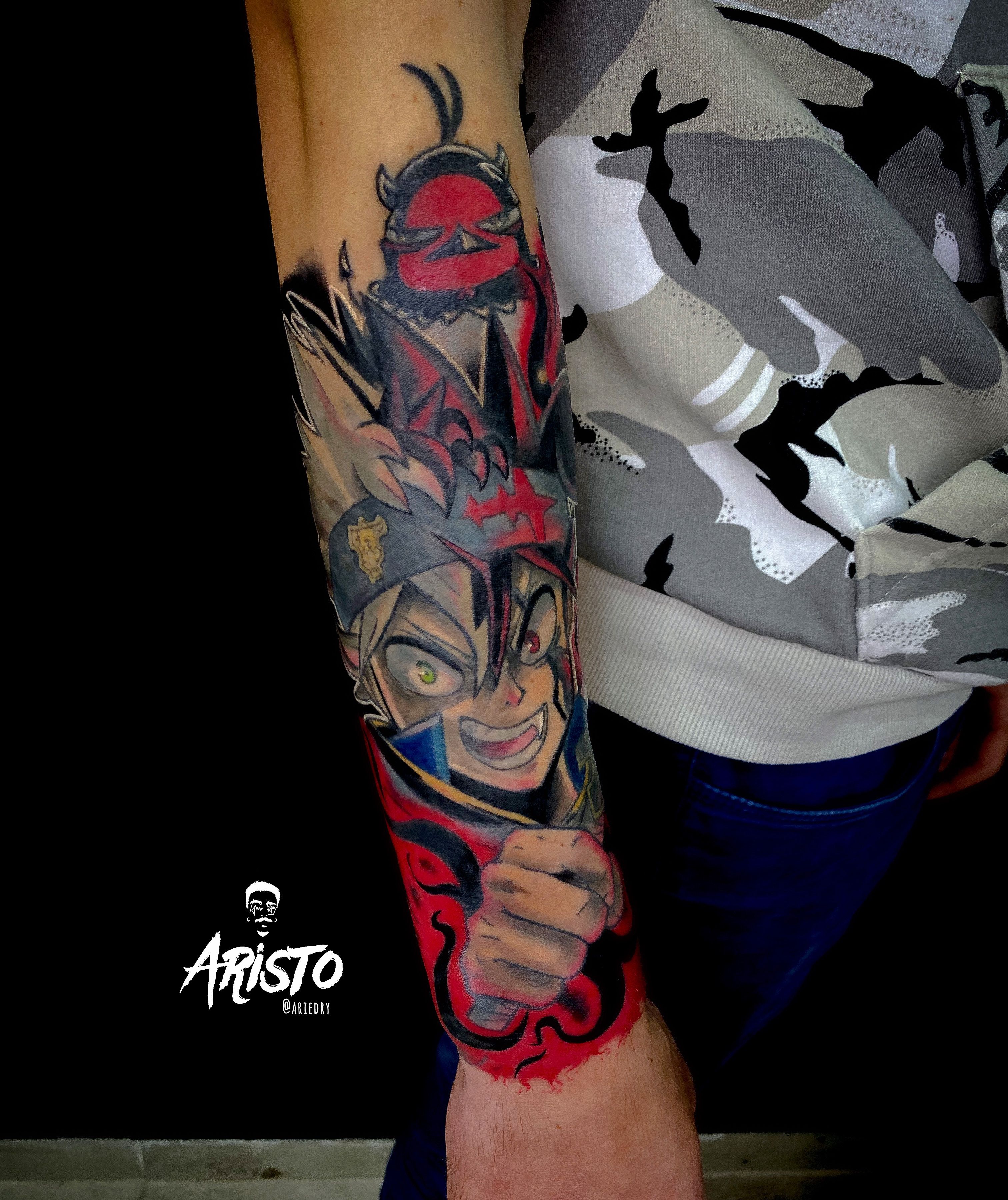 audi on Instagram I have fun doing anime tattoos Black Clover tattoo  Lets do more Message if interes  Clover tattoos Cool forearm tattoos  Tattoos for guys