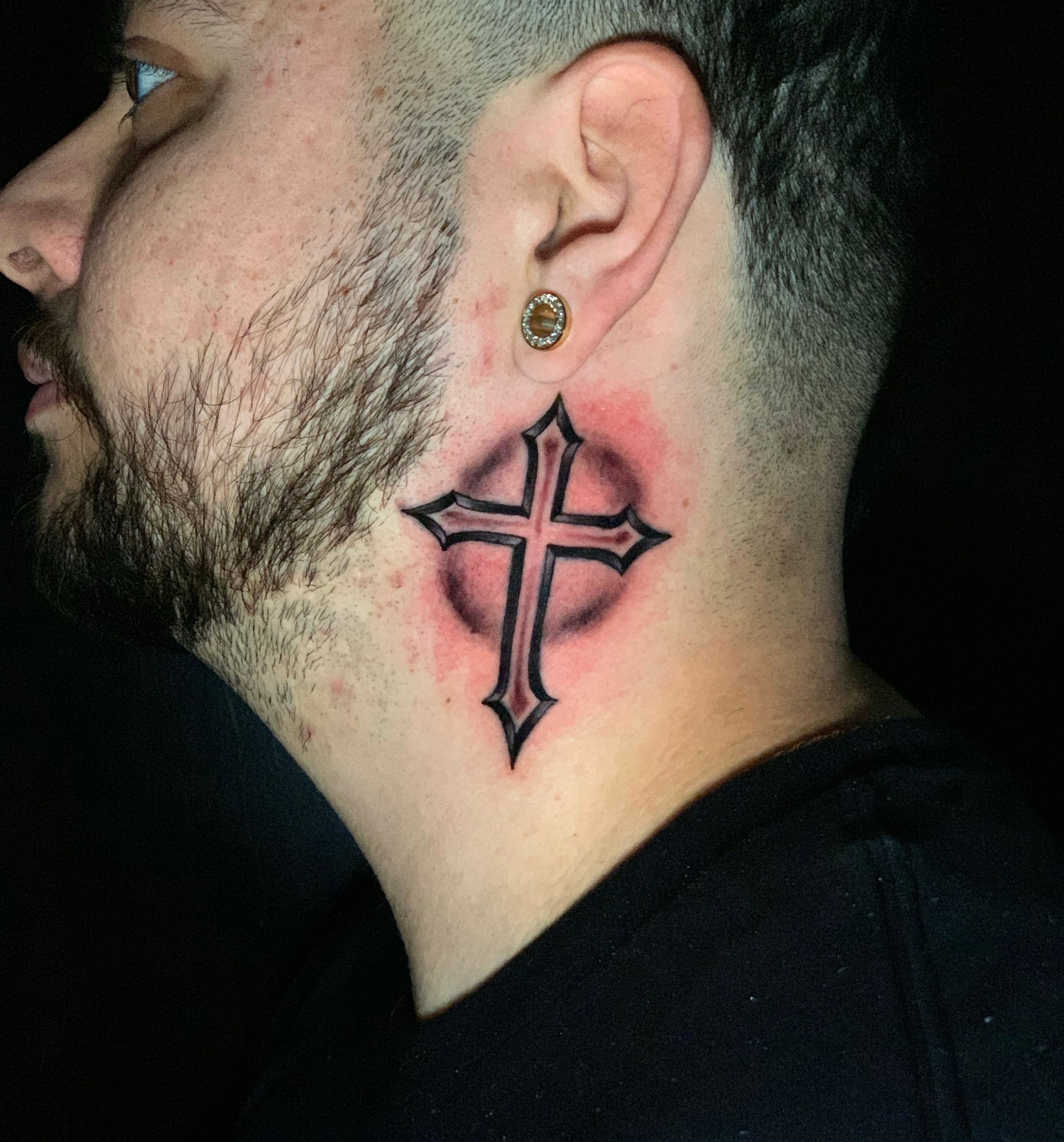 41 Beautiful Cross Tattoos On Neck  Tattoo Designs  TattoosBagcom