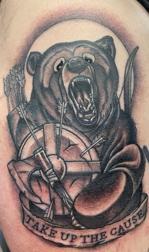 Warrior Bear. Custom Work from 2D Ink done by Bill in Minot.