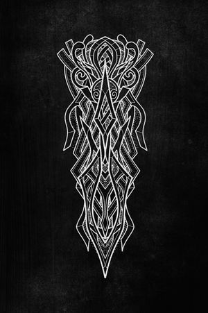 Neo viking tattoo flash - Pointe de lance Odin - L'atelier Y Angers tatouage 