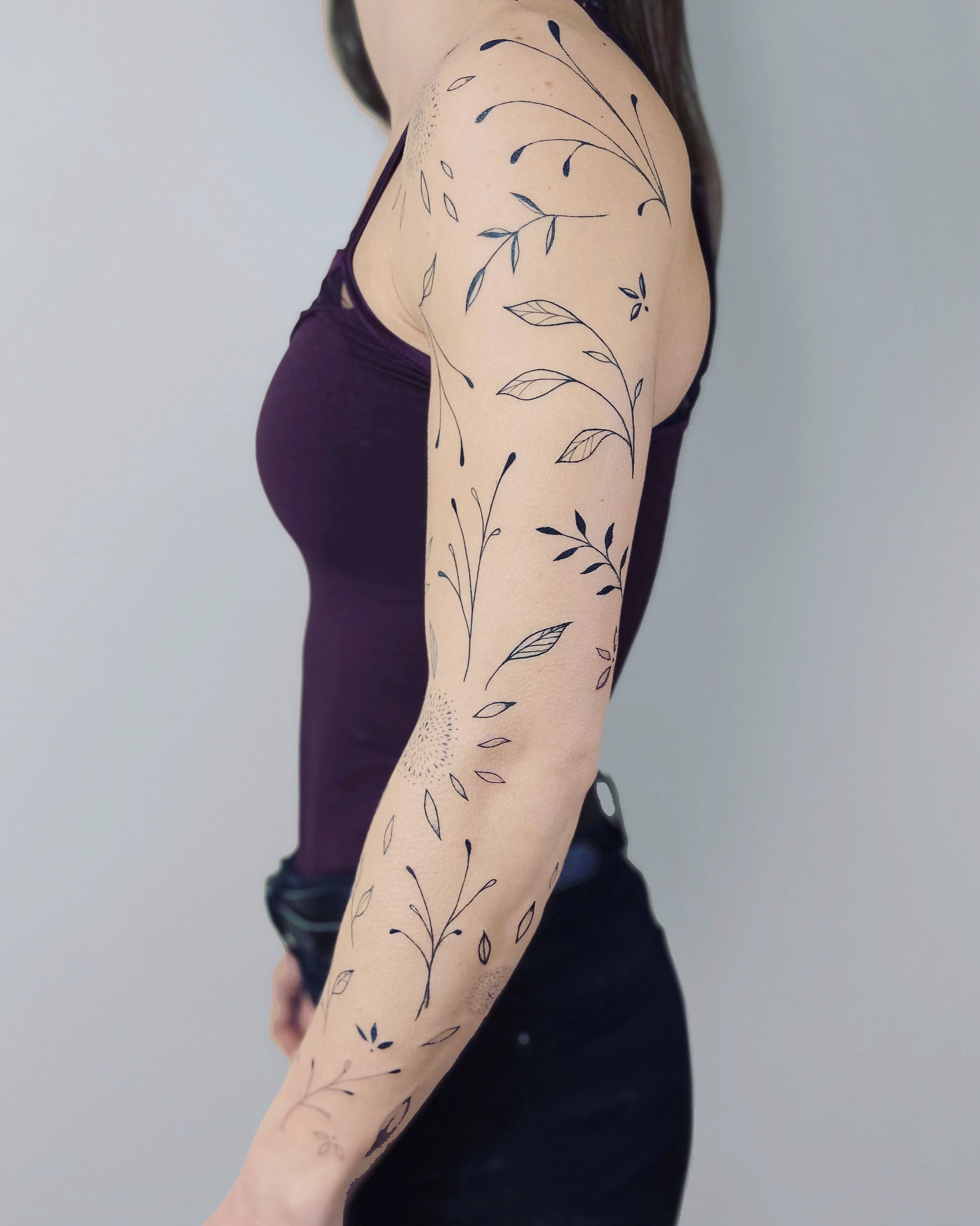 Botanical tattoos on the right arm  Tattoogridnet