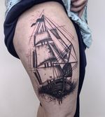 Boaty McBoatface! Something a bit different for me today, but what a good day it was 😁 #boatymcboatface #boat #ship #clippershiptattoo #boattattoo #shiptattoo #sailboattattoo #blackworktattoo 