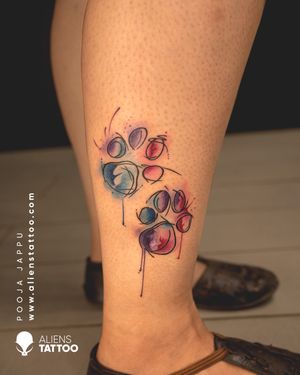 Checkout This Amazing Watercolor Paw Tattoo by our brilliant artist Pooja Jappu at Aliens Tattoo IndiaIf you wish to get this tattoo visit our website - www.alienstattoo.com