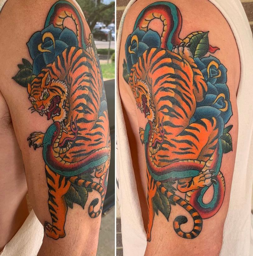 Rogue Tattoo Windsor - A bright traditional inspired Tiger placed on the  ankle Tattooed by Alex #colourtattoo #colourtattooing #tattooflash  #tattooflashart #colourtattoos #colourtattooartist #neotraditionaltattoo  #tattooflashcollective ...