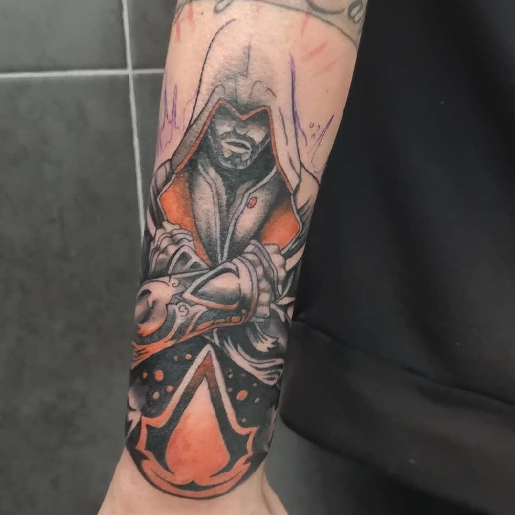 Assassins Creed Tattoo On Girl Side Rib by Teticiaribeiro