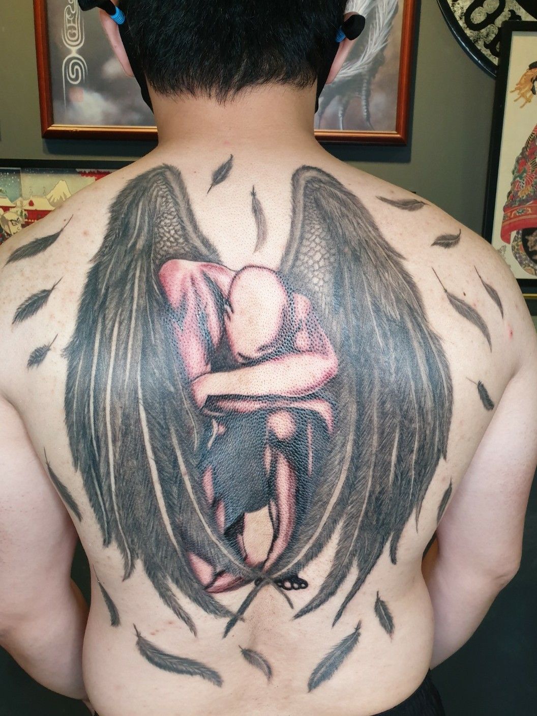 Fallen Angel Full Back Tattoo – INKVASION Tattoo Studio · SINGAPORE