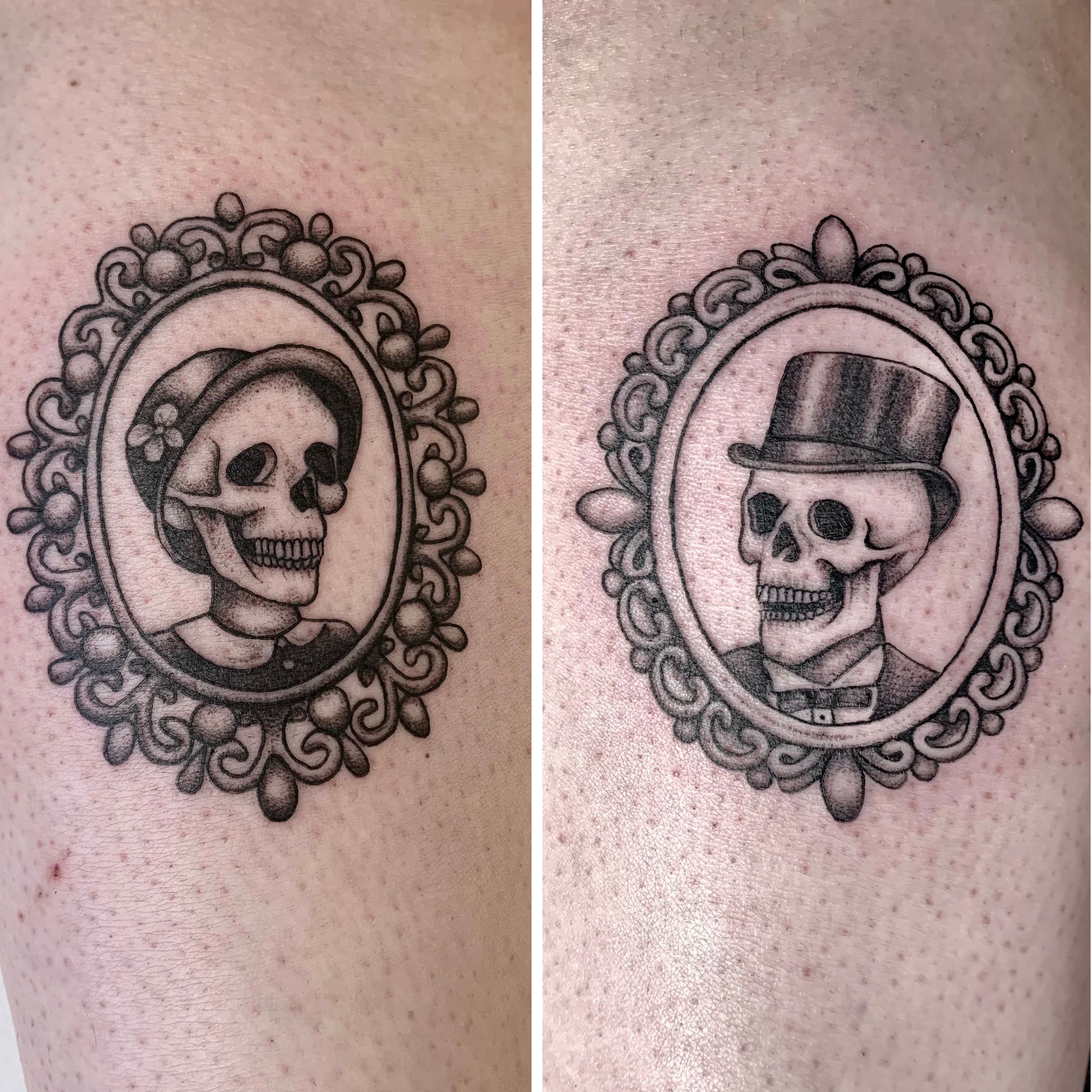skeleton couple tattoos