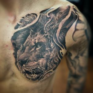 Lion on chest