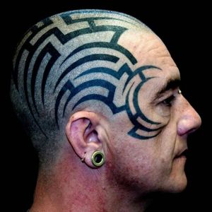 Freehand tribal on head and face done afew years ago