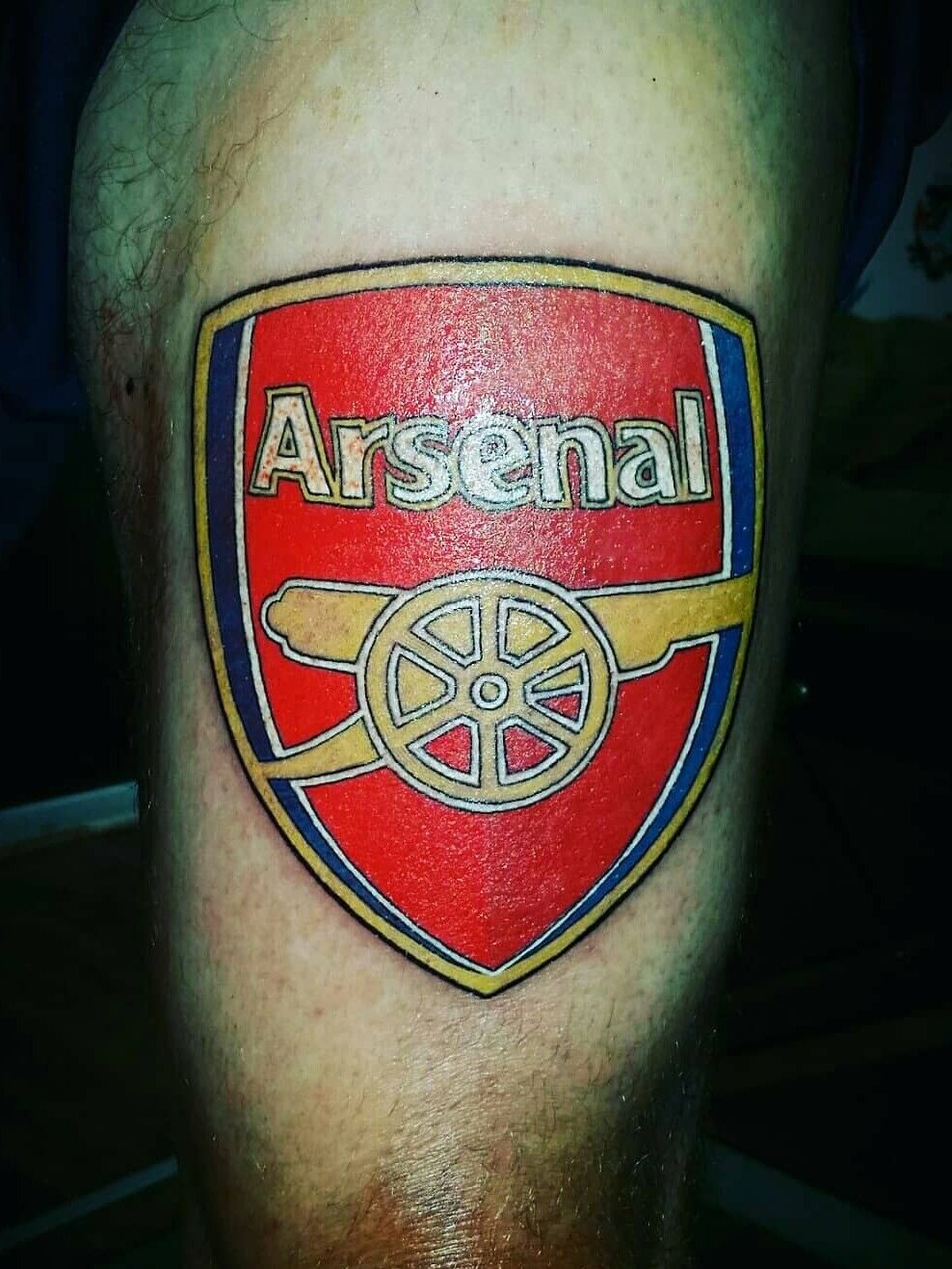 Not a fan of the roses but the Arsenal crest part of the tattoo is awesome   Arsenal tattoo Arsenal crest Arsenal